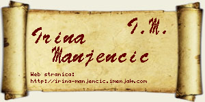 Irina Manjenčić vizit kartica